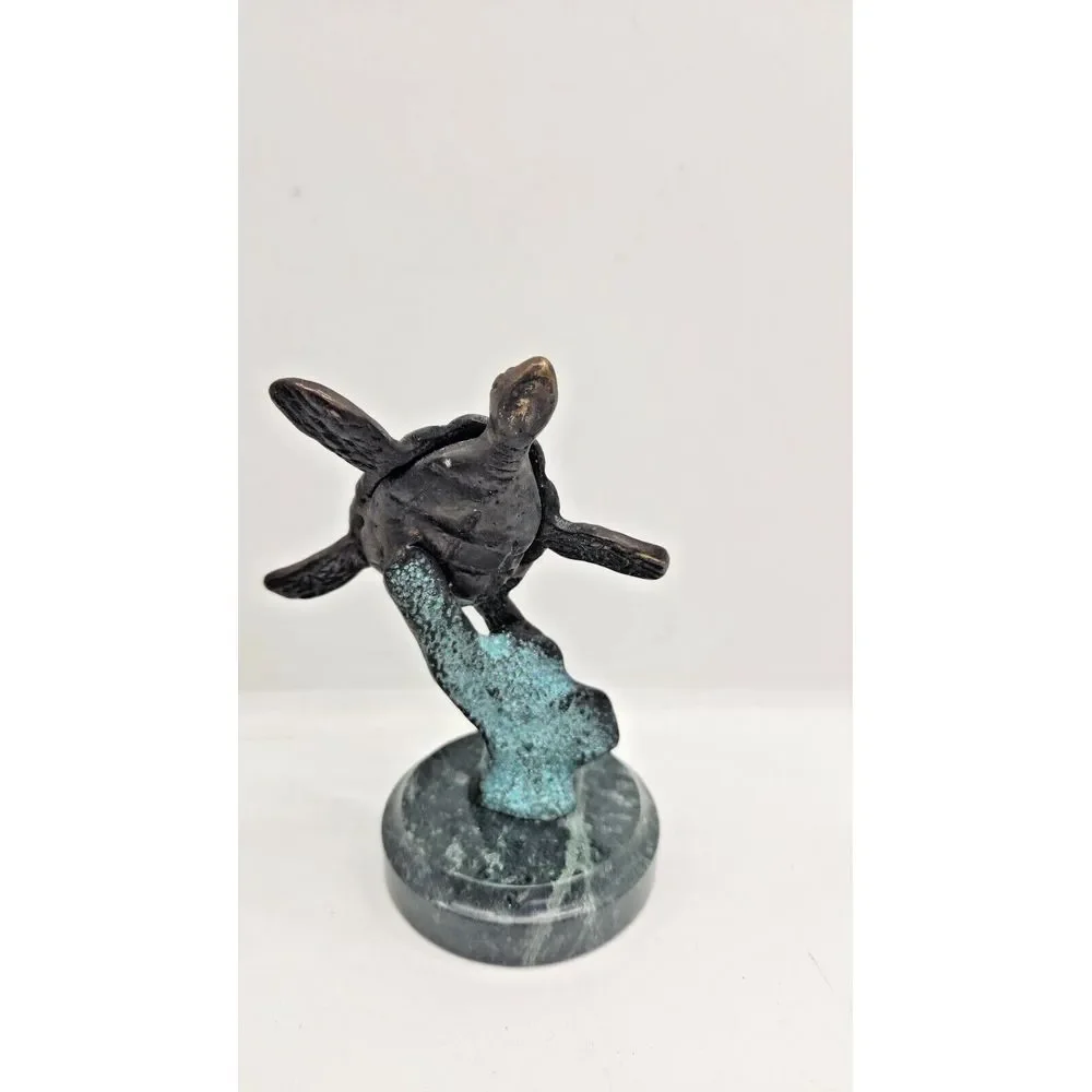 SPI‎ San Pacific International Sea Turtle Bronze Marble Base Figurine 5.75